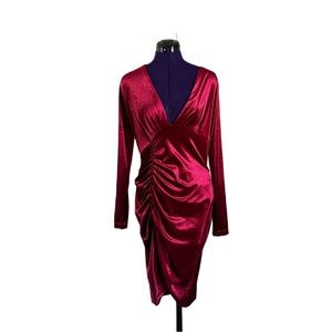 Red Velvet Long Sleeve Dress